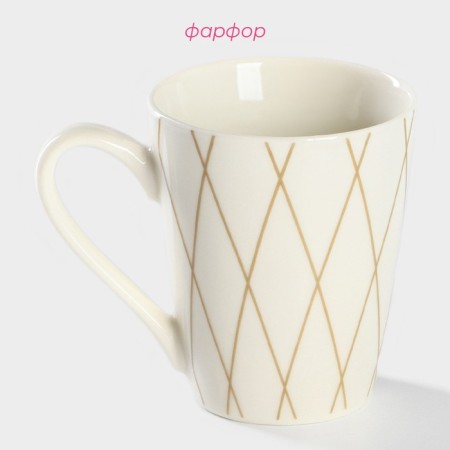Porcelain share mug "Golden thread", 320 ml, white color-1