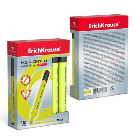 Marker Text Moisters Erichkrause Visioline V-17, 0.6-4.5 mm, water-based ink, yellow-2
