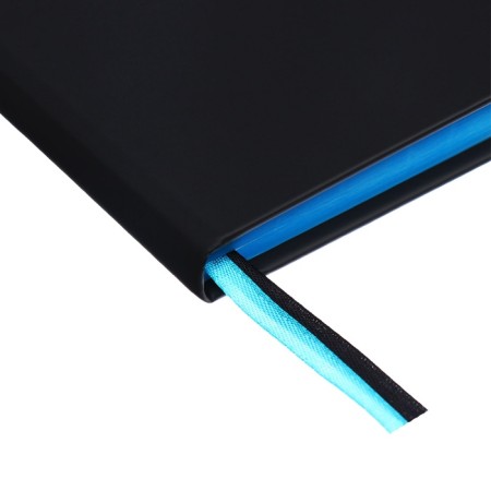 The diary is low, A5, 136 sheets, leatherette, Devente. ULTRA, hard cover, foil embossing, perforation, lies, block 70%, black/blue-3