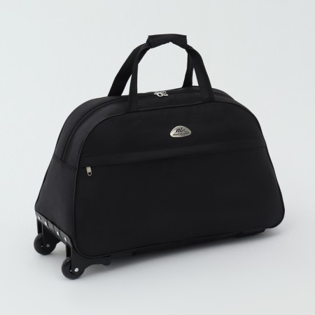 Road bag on wheels, external pocket, black color