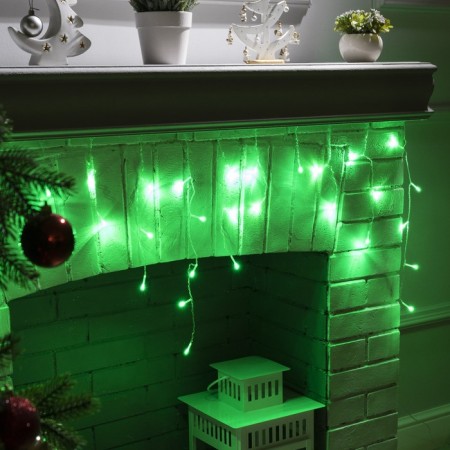 Garland "fringe" 1.8 × 0.5 m, IP20, transparent thread, 48 LED, green glow, 8 modes, 220 V-1