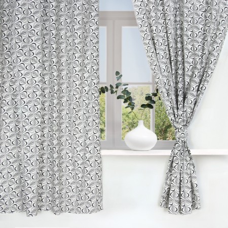 A set of curtains for the kitchen Ethel Leaves 149x180 cm - 2 pcs, grabbing - 2 pcs, 100% HL-1