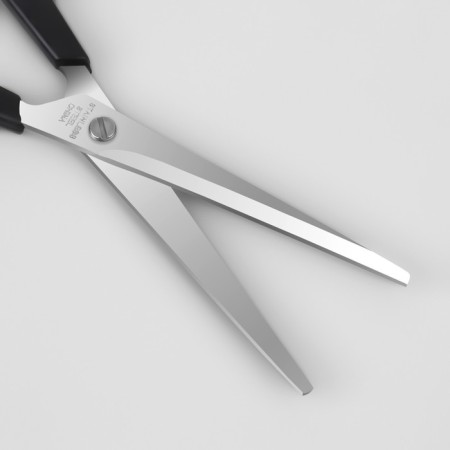 Hairdressers scissors with emphasis, in a case, blade - 7 cm, black/silver color-3