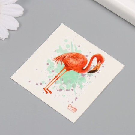 Tattoo on the body color "watercolor. Flamingo" 6x6 cm-4