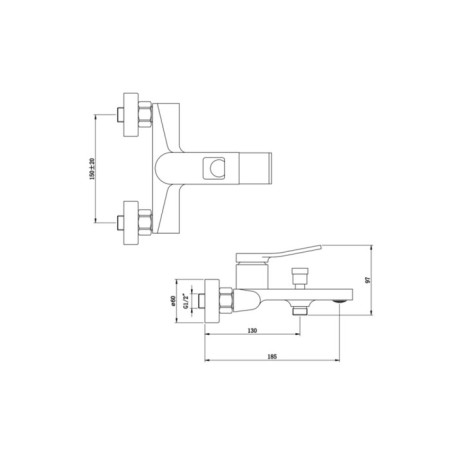 Bronze de Luxe Element El03GB bathtub, shower set, pour 185 mm, brass-1