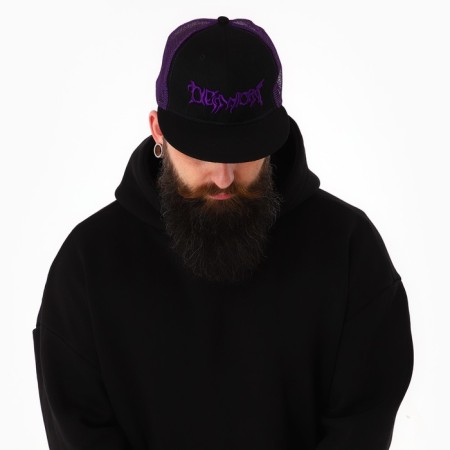 Men's cap with a straight visor Demon, black color, mesh, rr 56-9