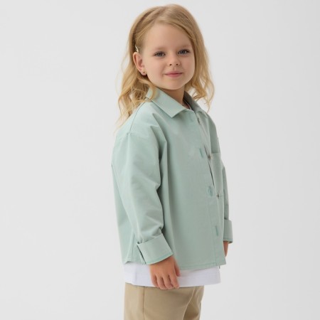 Children's shirt minku: jeans collection, mint color, height 104 cm-3