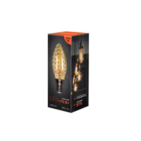 Lamp Filament Twisted Candle LCW35 9.5W 950LM 2400K E14 Golden Sales REXANT-2