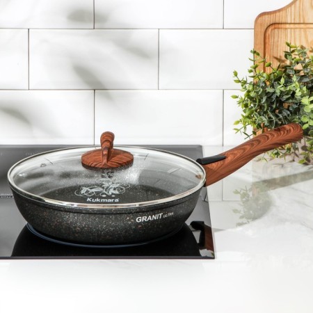 Granit Ultra pan, d = 26 cm, glass cover, removable handle, anti -stick coating-6