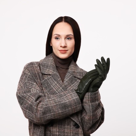 Gloves are female, dimensionless, without insulation, khaki color-3