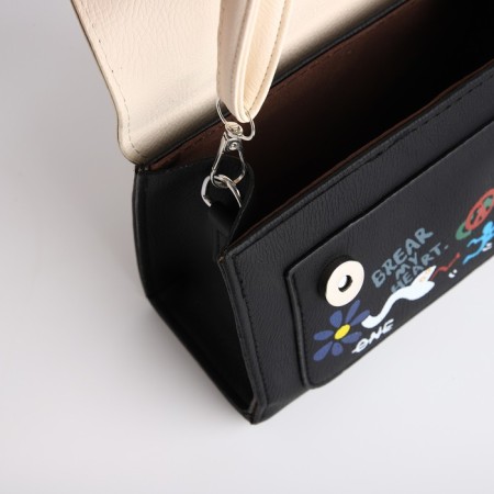 Bag Women's Messoriner, black color with white 18.5*13*8 cm-9