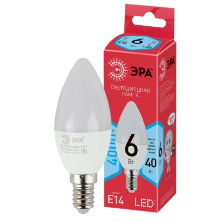 LED LED era Red Line "candle", 6 W, E14, 480 lm, 4000k, white glow