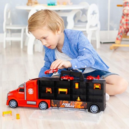 Auto -Vorot Case Givito "Saluation Service", with cars, with tunnel, red color, 54 cm-1