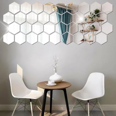 Interior stickers "honeycomb", mirror, wall decor, set 12 pcs, 16 x 18 cm-10
