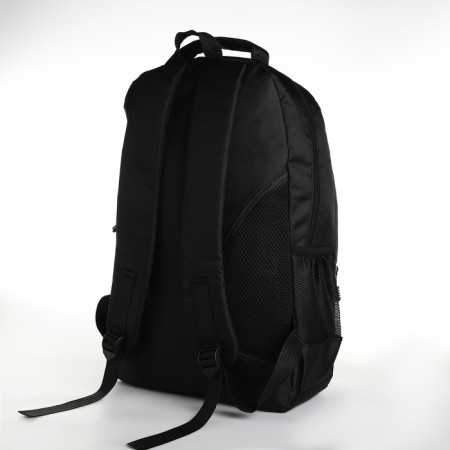 Young backpack from textiles with a zipper, 4 pockets, black/green color-3