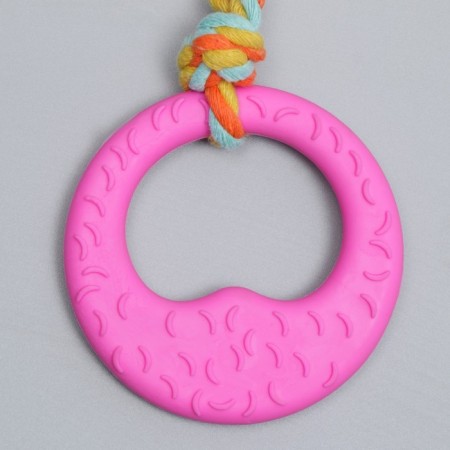 Chewing toy with a rope "Girya", pink-3