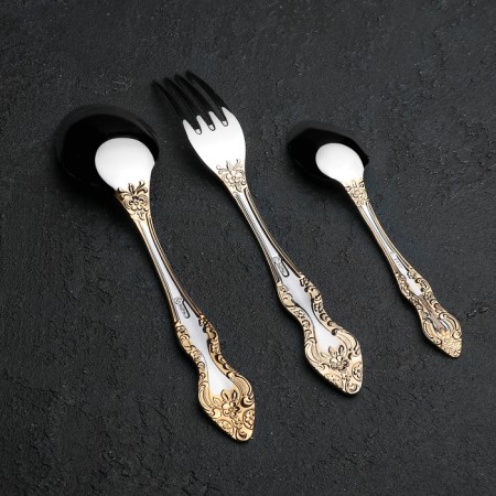 A set of cutlery "Troika", 18 objects, thickness 2 mm, local nitride-titanium coating-2