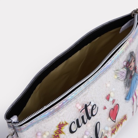 Cosmetic bag with lightning, white/silver color-2