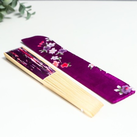 Fan bamboo, textiles h = 21 cm "flowers" with a cover, purple-8