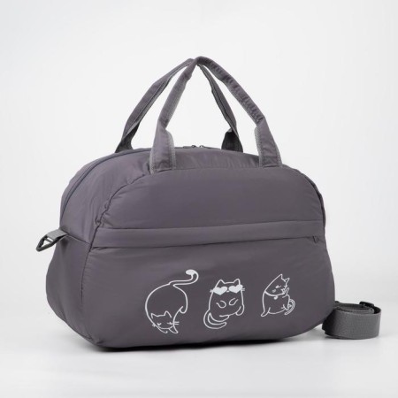 Sports bag with lightning, external pocket, long belt, gray color