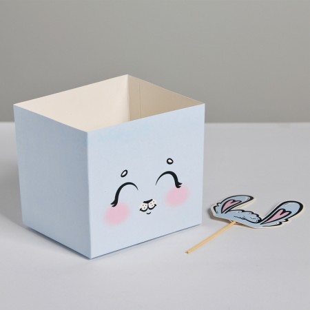 Box for flowers with the topper "Bunny", 10 x 10 x 12 cm-4
