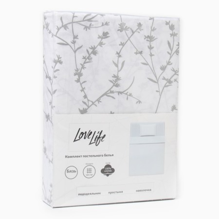 Lovelife Bed Lowel Set "Branches" Ts. White 147*210.150*215.70*70 -1 pcs, 100% cotton, calico 120 g/m2-5