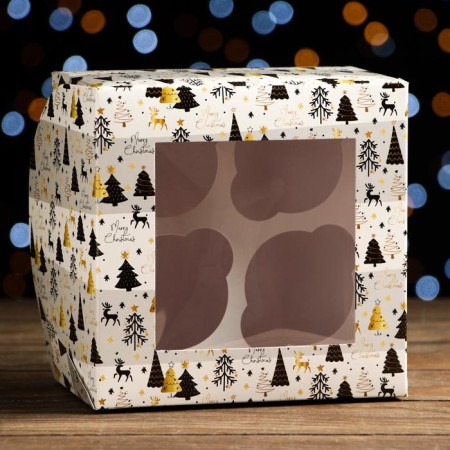Packaging for 4 cupcakes with a window "Emergener", 16 x 16 x 10 cm