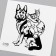 Tattoo on the body black "Dog with a cat in a backpack" 6x6 cm