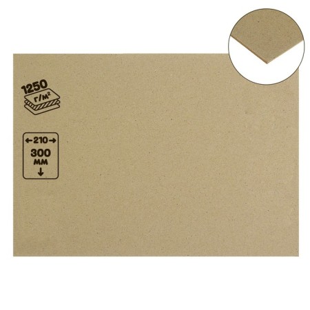 Binding cardboard (shelter) 2.0 mm, 21 x 30 cm, 1250 g/m2, gray