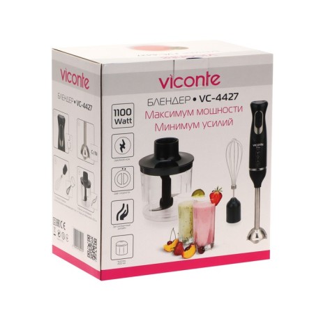 Viconte VC-4427 Bleader, Submers, 1100 W, 0.4 L, 2 speeds, pulse mode, black-7