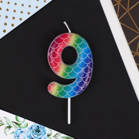 Candle for the cake, number "9", multi -colored, 5.5 x 8 cm.-2