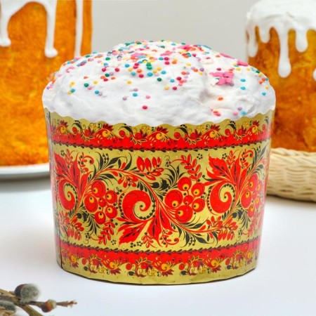 Paper form for cake "Khokhloma" 134 x 100 mm, mix (packing 1400 pcs)-1