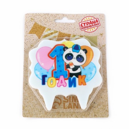 Candle for the cake "1 year", panda, 8 cm-3