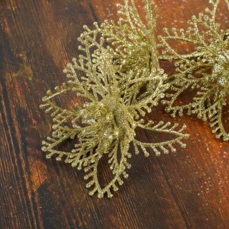Flowers artificial shine "Three lilies" 10.5x60 cm, gold-1
