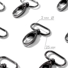 Metal carbine, 45 × 30 mm / 25 × 2 mm, 10 pcs, black color