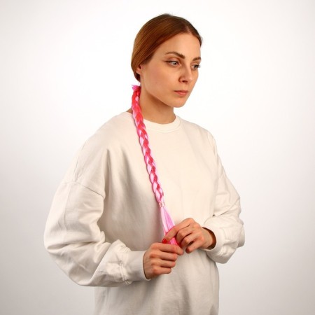 Glass braid, 42 cm, pink color