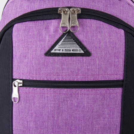 Youth backpack from textiles, rise, 2 parts on lightning, 3 pockets, lilac color-2