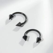Circular in an eyebrow (piercing), spike, d = 8 mm, pair, black color