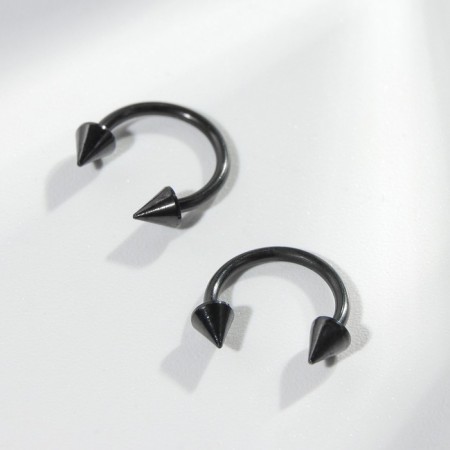 Circular in an eyebrow (piercing), spike, d = 8 mm, pair, black color