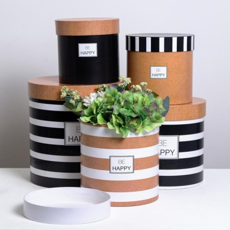 A set of round boxes 5 in 1, gift packaging, “craft”, 15 x 15 x15 - 23 x 23 25 cm-1