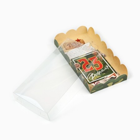 Box for confectionery products with PVC cover "February 23", 10.5 × 21 × 3 cm-1