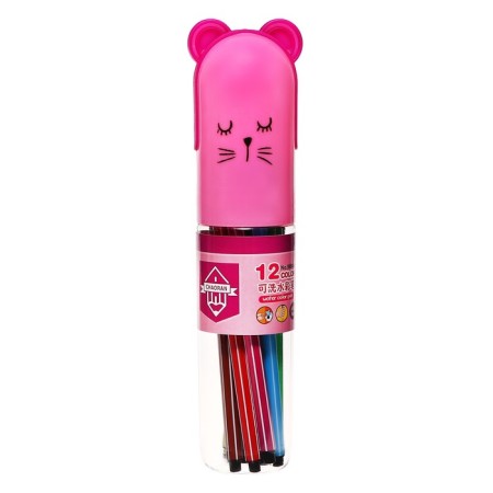 Flomasters 12 colors "Bear", in a tube with a pen, a ventilated cap-12
