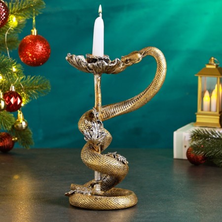 New Year. Symbol 2025. New Year's "Mac and Snake" 11x14x24cm, gold