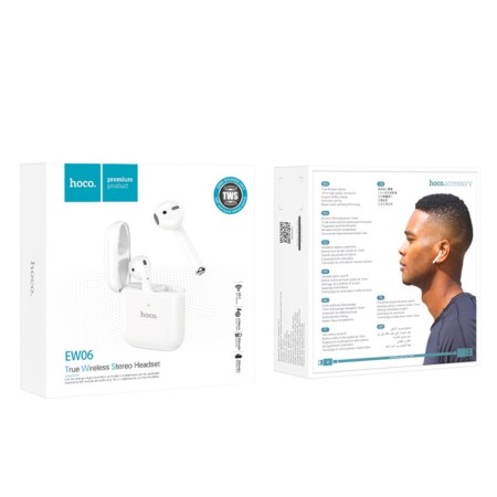 Hoco Ew06, TWS, wireless headphones, inserts, BT 5.1, 35/300 mAh, white-9