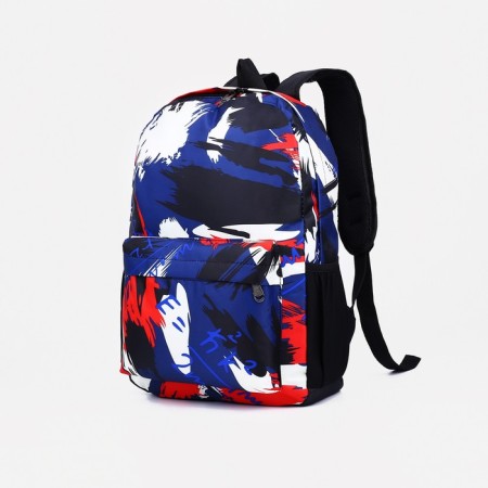A backpack with a zipper, external pocket, blue color-2