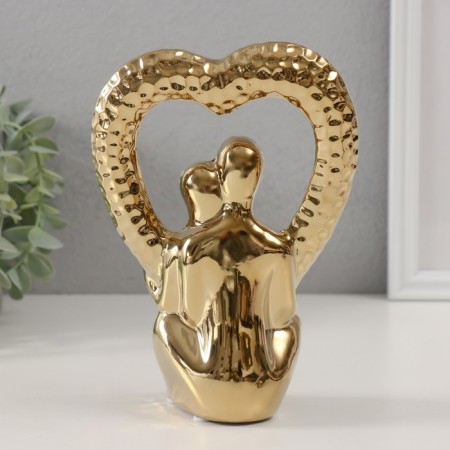 Souvenir Ceramics "Abstraction. In love with heart" gold 13x7x18.5 cm-2