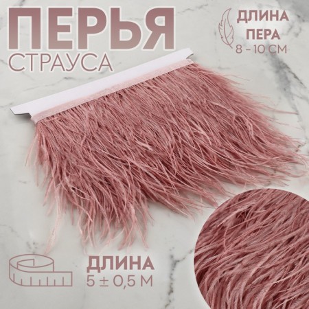 Braid with ostrich feathers, 8-10 cm, 5 ± 0.5 m, powder color