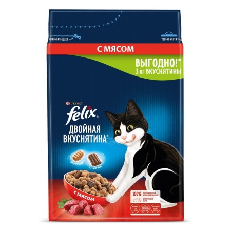 Dry food Felix "Double Yvonatina" for cats, meat, 3 kg