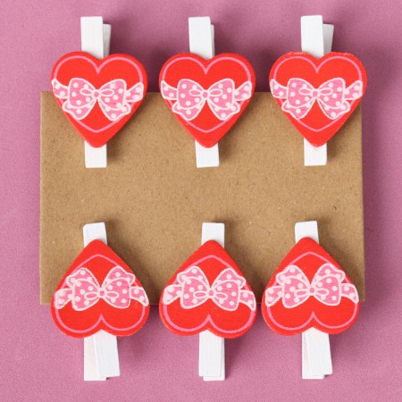 Decorative clothing “hearts with a bow” set 6 pcs., 2 × 11.5 × 16 cm-3