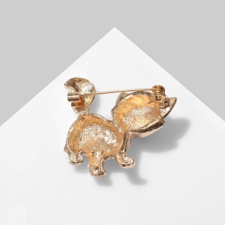 Brooch "Kitten", white color in gold-2